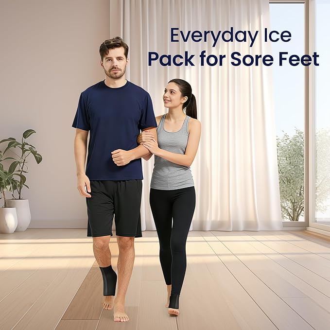 Ankle Ice Pack Wrap Reusable Gel Cold Compression Sleeve for Swelling, Sprained Ankle, Achilles Tendonitis & Plantar Fasciitis Relief （Black，Small/Medium）