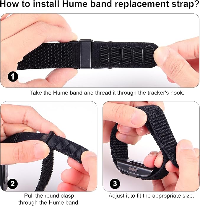 3-Pack Nylon Loop Sport Replacement Bands Compatible with Hume Health Band, Soft Breathable Adjustable Wrist Band for Hume Band Replacement Strap Wristband for Fitness Tracker Women Men
