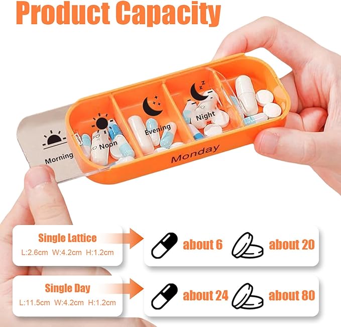 Stay on Track 7-Day Medication Organizer - for Effortless Health Management, Large Weekly Pill Organizer with 4 Times a Day Compartments, Stackable Pill Organizer for Vitamins & Supplements (White)