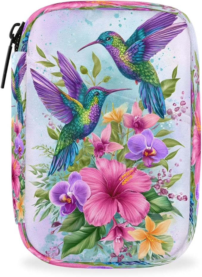 Spring Flowers Birds Pill Case Everyday Travel, 7 Day Weekly Medicine Pill Box Compact Portable Pills Bottle Organizer with Zipper for Daily Vitamin Medicine Holder Bottle Organizers Bag
