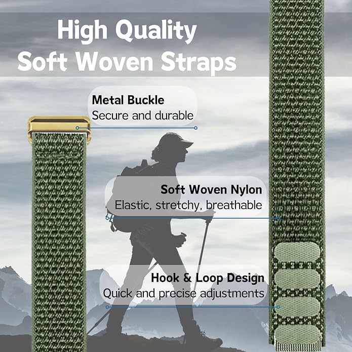 Vanet Nylon Straps Compatible for Polar Loop Bands/Polar 360 Replacement, Elastic Woven Strap Breathable Sport Adjustable Stretchy Braided Hook & Loop Wristbands for Visible Armband 2.0 [NO Tracker]