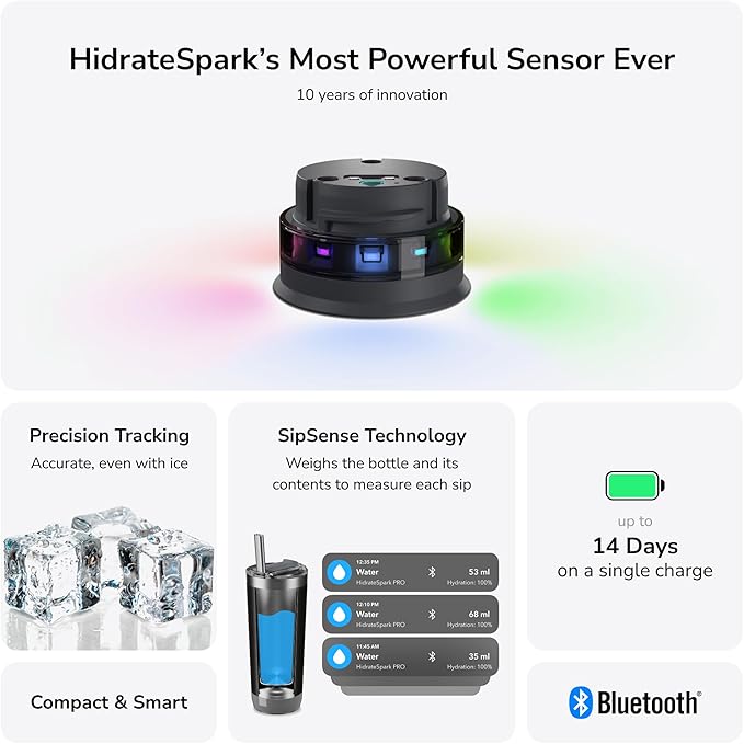 Hidrate Spark PRO Smart Tumbler Bundle – Insulated Stainless Steel – Tracks Water Intake with Bluetooth, LED Glow Reminder When You Need to Drink – 20oz (Sea Glass)