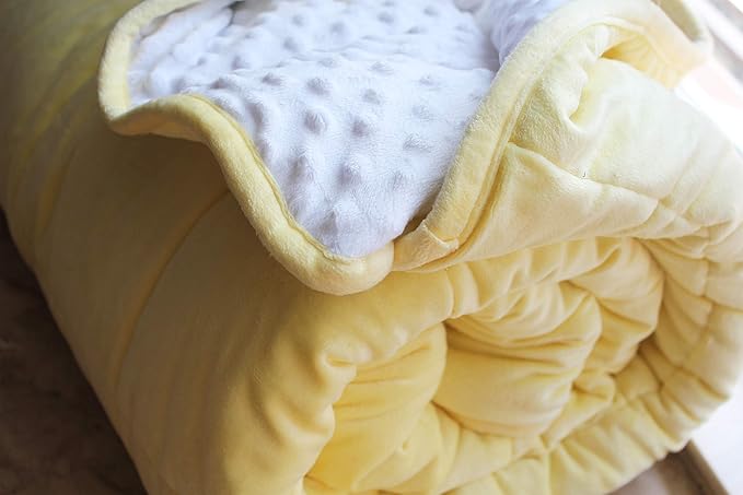 ALANSMA Reversible Weighted Blanket for All Season, Luxury Velvet, Warm and Cool, Adult 10Lb Yellow Weighted Blanket, Enjoy Sleeping Anywhere(Light Yellow,48"x72" 10lbs)