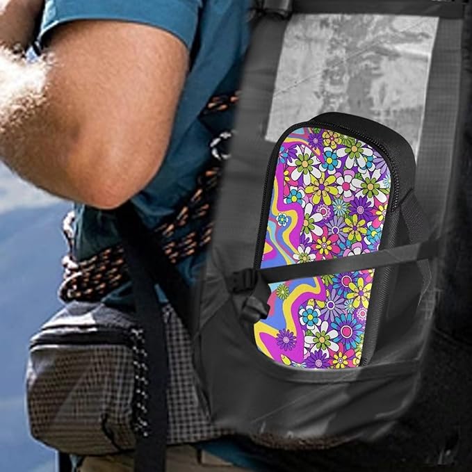 Hippie Flowers Purple Insulin Cooler Bag Water & Scratches Resistant Glucose Meter & Diabetic Supplies Travel Case to Store Insulin Pen, Lancets, Insulin Syringe