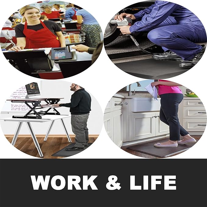 Extra Thick Anti Fatigue Floor Mat, 22" L x 17" W Kitchen Mat, Standing Desk Mat – Comfort at Home, Office, Garage (Black)