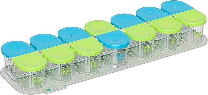 Sagely Smart Active Weekly Pill Box Organizer- AM/PM Pill Planner with Free App and 7 Removable Pods