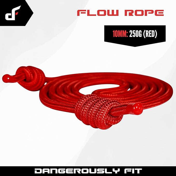 Flow Rope for Fitness Exercise - 8mm Double Braid 9ft Adjustable Length Jump Ropes - Home or Gym Training Workout for Men and Women