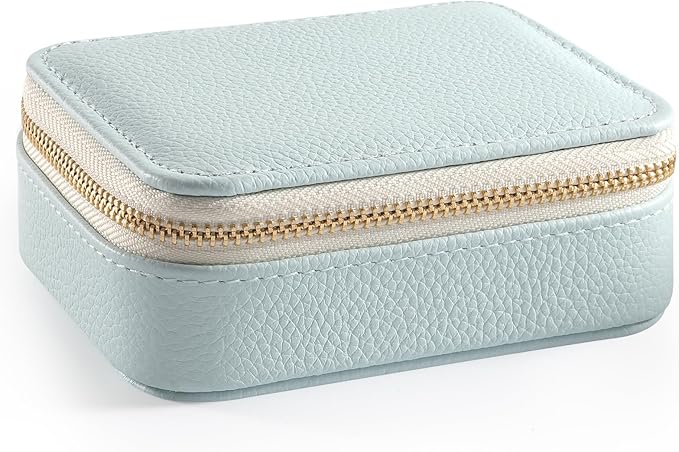 Genuine Leather Travel Pill Organizer Box Case 1 Times a Day for Purse for Women, Cute Medicine Pill Holder Containers for Vitamin Small Weekly Daily 7 Day Am Pm Pill Organizer(Blue)