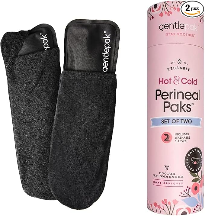 Gentlepak Reusable Perineal Ice & Heat Paks with Washable Sleeves for Postpartum, Pregnancy & Hemorrhoid Pain Relief, Multi Use Kids, Muscle, Vaginal Discomfort (2-Pack Tube)