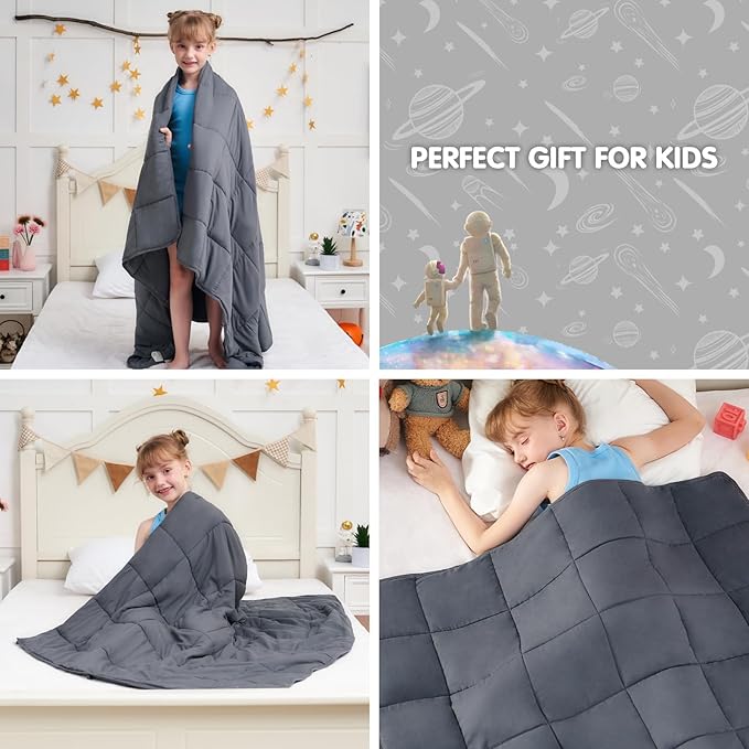 yescool Weighted Blanket 10 Pounds Twin Cooling Weighted Lap Blanket, Grey Heavy Blanket for Sleeping, Weighted Throw Blanket Gifts for 80-110lbs, 48"x72"