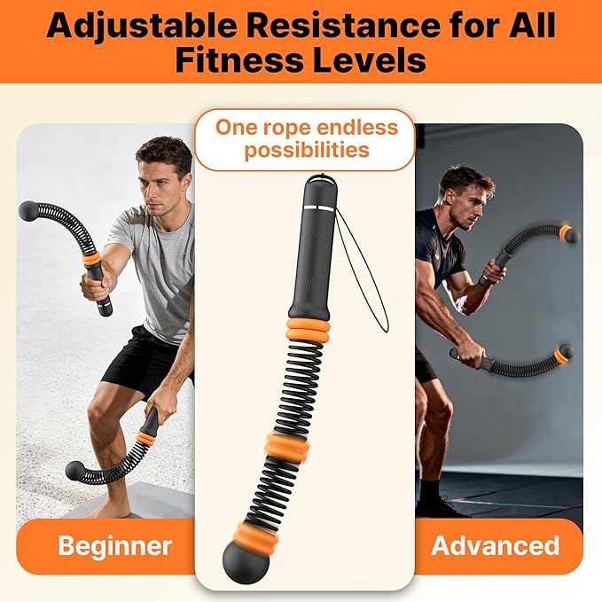Adjustable Ropeless Battle Ropes for Home Gym for Men & Women, Heavy Duty Cordless Battle Rope, Exercise Ropes with Variable Resistance, Strength & Low-Impact Cardio for HIIT