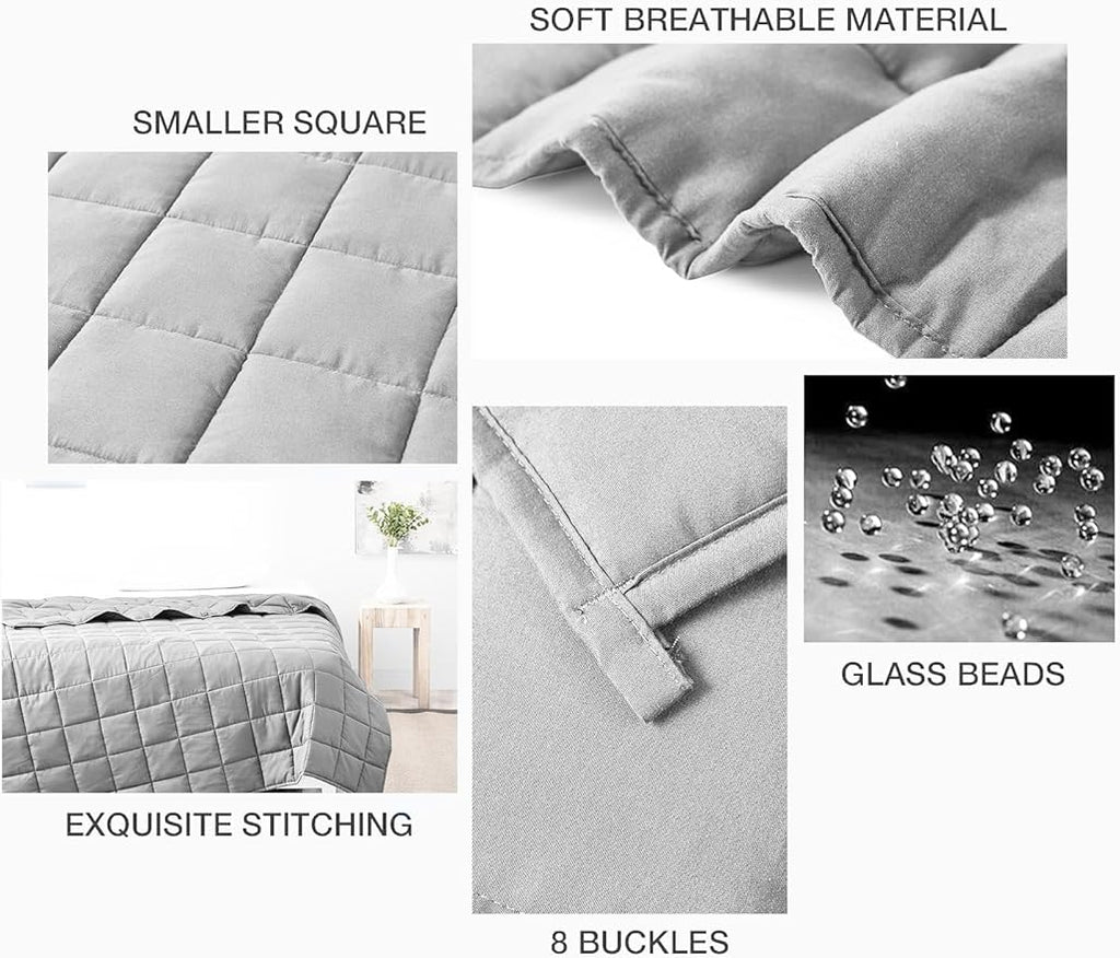BB BLINBLIN Cooling Weighted Blanket Heavy Blanket for Cool & Restful Sleep, Premium Soft Material and Glass Beads (Light Grey, 48''x72'' 20lbs), Suit for One Person(~190lb) Use on Twin/Full Bed