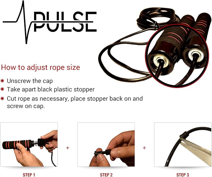 Weighted Jump Rope (1LB) With Memory Foam Handles and Thick Speed Cable - For fitness workouts at home, cardio, boxing and MMA, CrossFit, endurance training, Jumping Exercise. PULSE ATHLETICS.