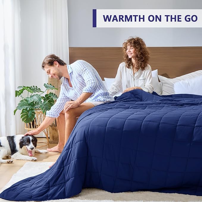 yescool King Size Weighted Blanket for Adults (25 lbs, 80” x 87”, Blue) Cooling Heavy Blanket for Sleeping Perfect for 240-260 lbs, Breathable Blanket for Adults & Couple All Season, Machine Washable