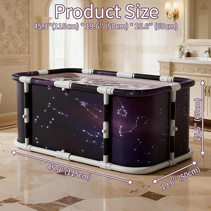 Portable Foldable Ice Bath Tub, Large Portable Soaking Bath Tub for Home Outdoors Gyms (Starry Sky)