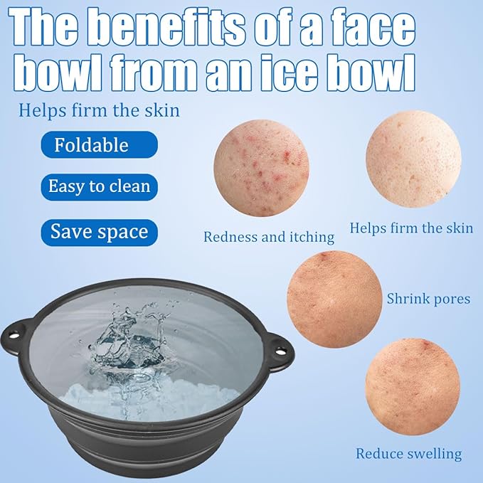 Face Trays for Ice with Built-in Tray, Collapsible Silicone Ice Facial Suitable for Home Use, Camping, Travel Facial Cold Plunge Portable Cold Bath Spa Tool