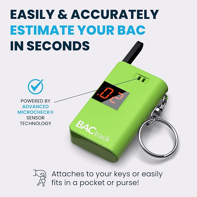 BACtrack Keychain Breathalyzer - Green (2 Pack) | Ultra-Portable Pocket Keyring Alcohol Tester for Personal Use