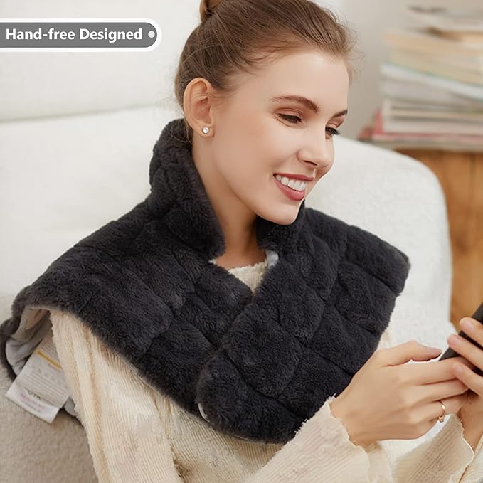 UTK Weighted Heating Pad for Neck and Shoulders and Back, 30s Fast Heat, 6X Deeper Pain Relief, Faux Rabbit Fur Fabric, 8 Heat Settings Max 159℉, 4H Auto Off, Memory Function, 24"x 20", Birthday Gifts