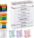 7-Day Weekly Medication Organizer - Stay on Track Medication Organizer with 7 Stackable Compartments, Four Times-a-Day (Morning, Noon, Evening, Bedtime) for Organized Pill Taking (White)