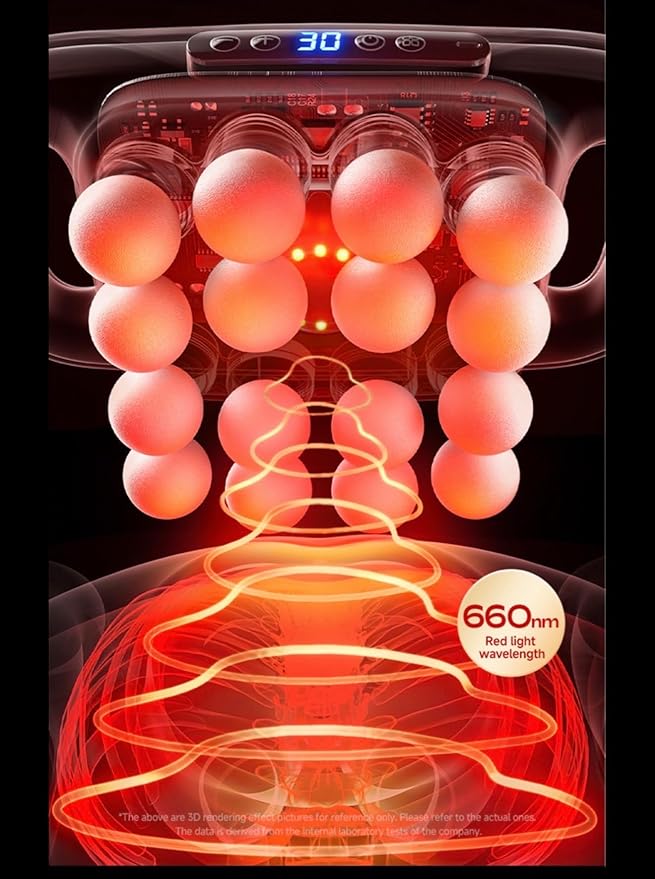 Massage Gun with 16 Heads, 30 Speeds, Red Light Therapy, Cordless Deep Tissue, Black, 12V 1800mAh Battery, 25mm Amplitude