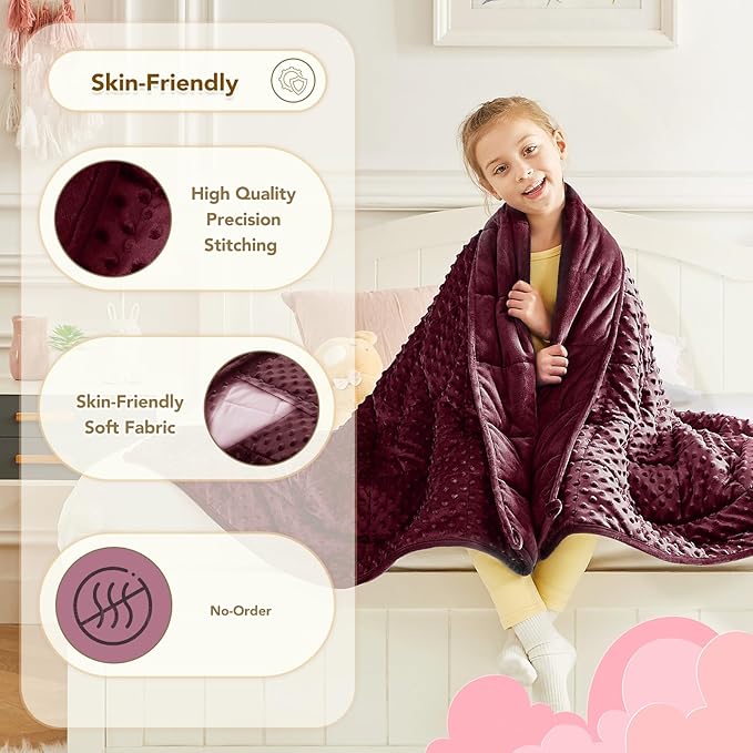 CuteKing Weighted Blanket - 40"x60" 10lbs Minky Dots Heavy Blanket with Glass Beads Soft Breathable for All-Season Summer Fall Winter Thick Comfort for Rest