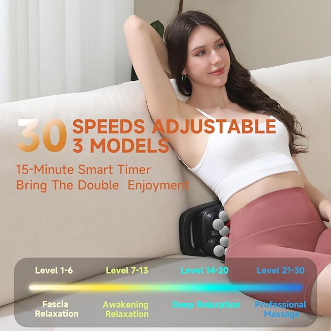 20 Head Massage Gun, Massage Gun Deep Tissue with 3 Modes & 30 Levels Intensities, Quiet Percussion Massage Gun for Back, Shoulders, Legs and Full Body Muscle Pain Relief, Gifts for Men, Women