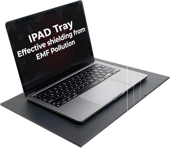 EMF Laptop Tray - Shielding ELF and RF from Computer, Tablets, Cell Phones, Black (8" x 12")
