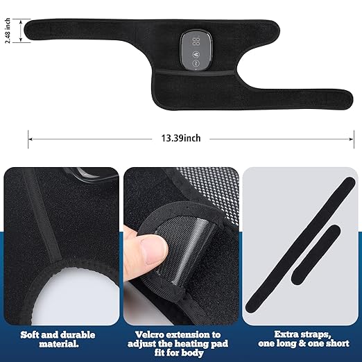 MOAJAZA Knee Massager with Heat and Vibration, Heating Pad for Knee Shoulder Elbow, Heated Knee Brace for Arthritis with Massage