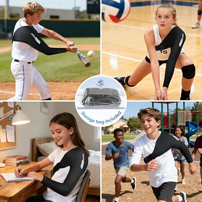 ComfiTECH Youth Shoulder Arm Ice Pack Wrap for Pitchers, Ice Arm Sleeve for Young Volleyball Player, Athletes, Flexible Cold Application for Throwing Recovery, Elbow Joint and Muscle Relaxation, Small