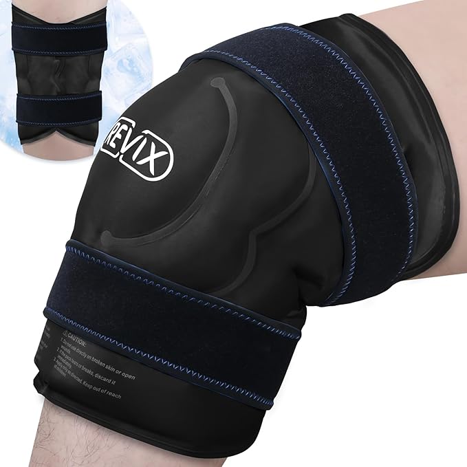 REVIX 20'' XXXL Reusable Ice Knee Wrap for Discomfort Reduction, Extra Large Cold Therapy Gel Pack for Knee, Back, Shoulder Relaxation and Post-Workout Recovery, Soft Plush Lining Cold Pack