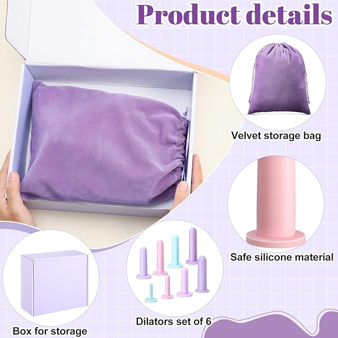 Geiserailie 8 Pcs Silicone Pelvic Floor Strengthening Device Fitness and Kegel Exerciser Set Muscle Trainer Exerciser Stretcher with Bag and Box for Women, 8 Different Sizes(Gentle Color)