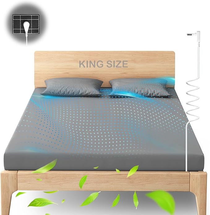 Grounding Sheets King Size – 95% Organic Cotton + 5% Silver Fiber Fitted Earth Sheets with Grounding Cord, Grounding Well Bed Sheets for Healthy Sleep (Gray, 78"x80"x15")