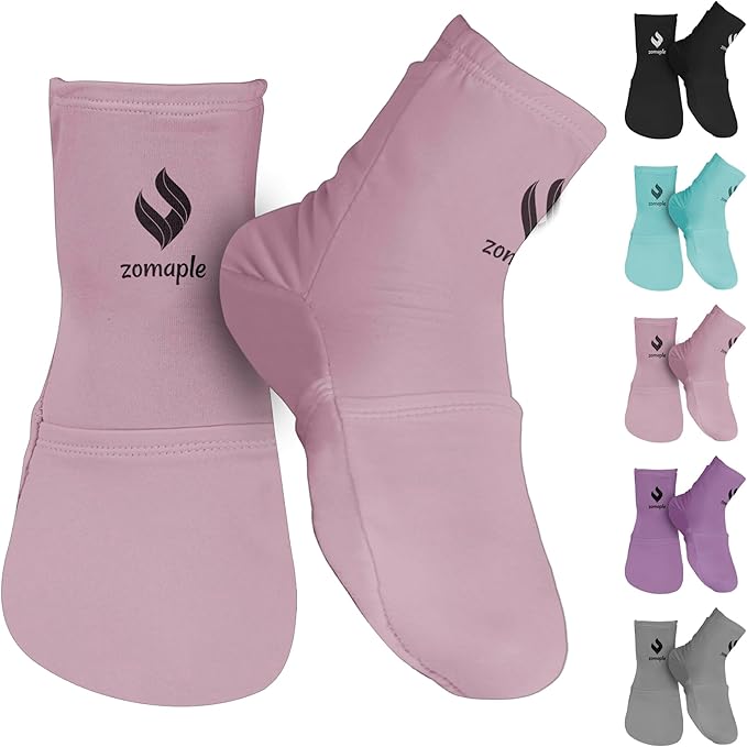 ZOMAPLE Cold Therapy Socks + Gel Packs, Lavender, Medium – Soothe Burning Feet & Reduce Swelling – Hot/Cold Use, Touch Fasteners & Comes with 2 Large & 2 Small Gel Packs – Versatile Foot Ice Pack Wrap