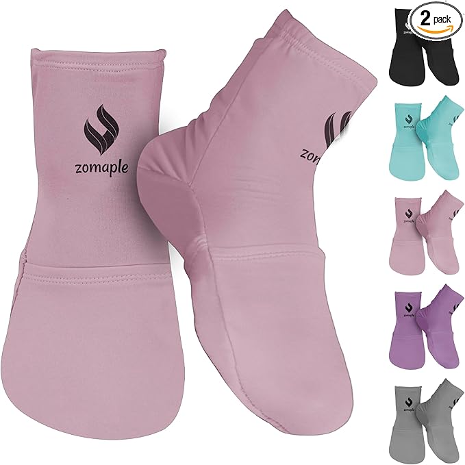 Zomaple Cold Therapy Socks for Feet with 2 Reusable Gel Ice Packs, Cooling Socks for Hot Feet & Swelling Relief, Adjustable Compression Ice Pack Wrap for Plantar Fasciitis, Neuropathy & Foot Pain