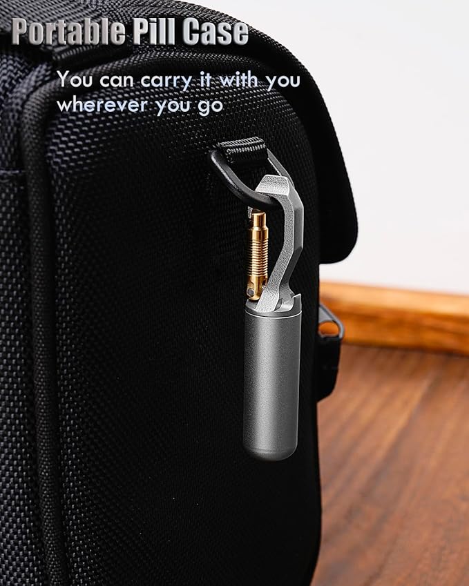 Titanium Small Pill Case, Mini Keychain Pill Holder, EDC Pill Container Portable Pocket Pill Box Organizer for Travel Purse