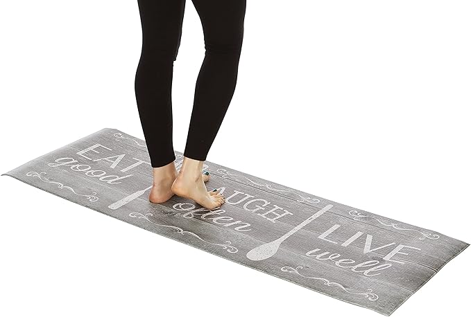 J&V TEXTILES Kitchen Mat Cushioned Anti Fatigue Floor Mat,19.6"x55", Thick Non Slip Waterproof Kitchen Rugs and Mats, Standing Mat for Kitchen,Floor,Home,Office,Desk,Sink,Laundry (Eat Laugh Live)