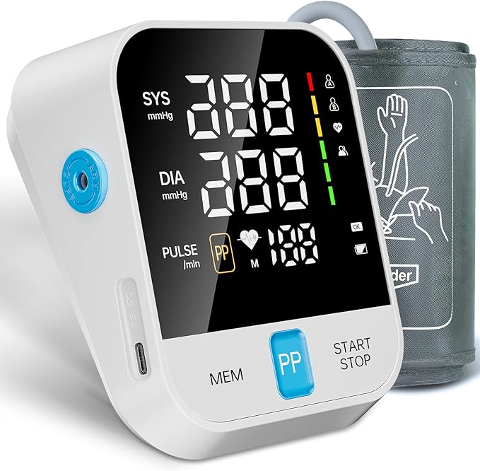 Blood Pressure Monitor for Home Use with Upper Arm Wide Range Cuff (8.7-15.7 Adjustable) & LED Display, Automatic Digital BP Machine Storage Bag, 240 Memories for 2 Users