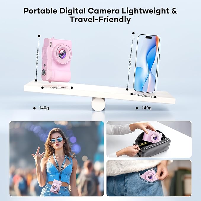 4K Digital Camera for Photography Auto-Focus, Compact 50MP Camera with 180° Flip Screen, 16X Digital Zoom, Camara Fotografica with 32GB Card – Great for Vlogging and Learning Photography