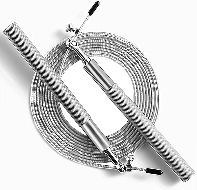 Speed Jump Rope - 360° Swivel Ball Bearing - Adjustable steel coated rope-Aluminum Anti Skipping Handle -Fitness Training Boxing Sports Exercises -Suitable for Kids and Adults