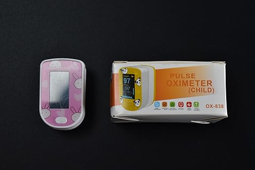 Children Digital Fingertip Pulse Oximeter Blood Oxygen Saturation Monitor with Adorable Animal Theme USB Rechargeable (fit for newborn/infant) For sports and aviation use only (pink)