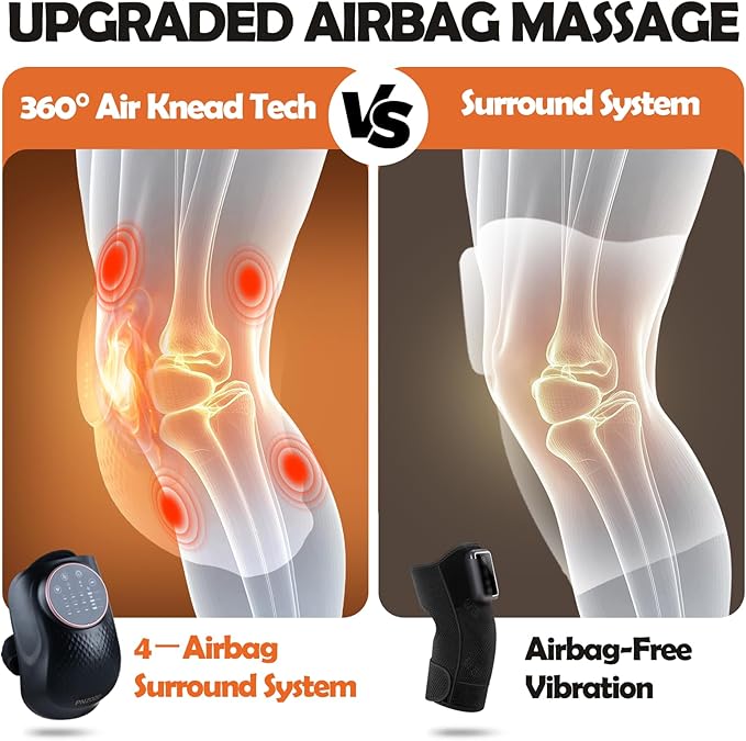 Electric Knee Massager, 3D Airbag Compression Knee Heating Massager, 3 Heating Levels, 3 Vibration Modes, LED Screen, Adjustable Straps, Gift for Men and Women