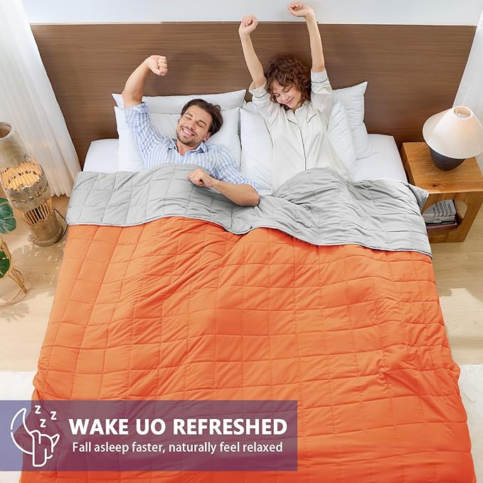 King Size Weighted Blanket for Adults (20 lbs, 80” x 87”, Orange) Cooling Heavy Blanket for Sleeping Perfect for 190-210 lbs, Breathable Blanket for Adults & Couple All Season, Machine Washable