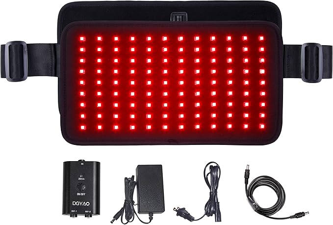 DGXINJUN Red Near Infrared Light Therapy Devices 660nm & 880nm Led Wrap Back Pain Relief for Body with Pulse Mode Flexible Pad Home Use Wearable Belt Deep Penetrating Joints Muscle Benefits (22S-WT)
