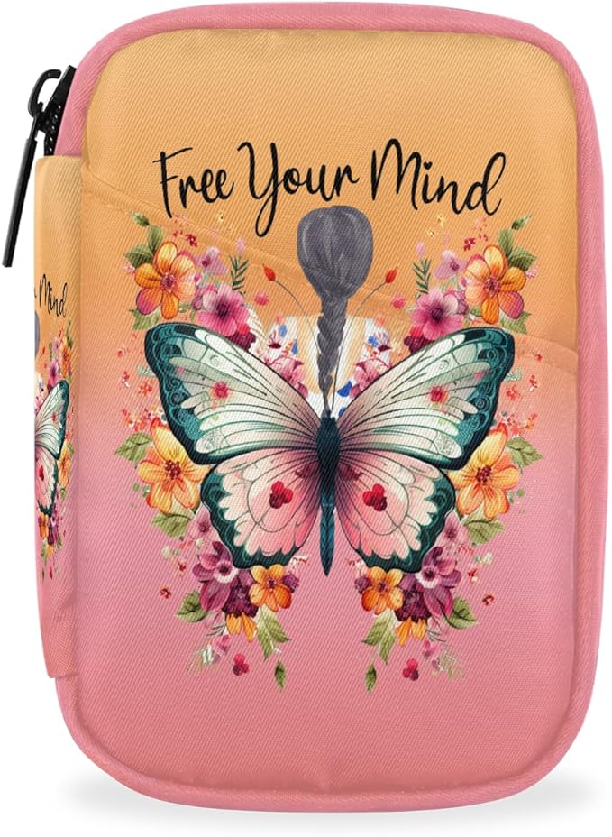 Butterfly Woman Flower Pill Case Travel Pill Organizer Weekly 7 Day Portable with Zipper Medicine Box Pill Case for Vitamins, Birth Control,Fish Oils,Medication, Supplements