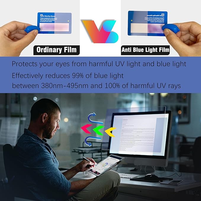 23-Inch Anti-Blue Light & Anti-Glare Screen Protector for 16:9 Widescreen Monitors | Premium Anti-Scratch, UV Blocking Filter | Reduce Eye Fatigue, Strain & Enhance Eye Protection