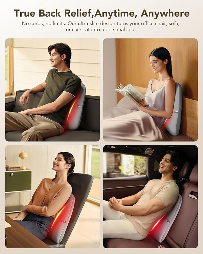 SKG TS700 Cordless Full Back Massager for Pain Relief Deep Tissue Up and Down 4D Shiatsu Back Massager with Heat Gifts for Men and Women Dad Mom Grandpa