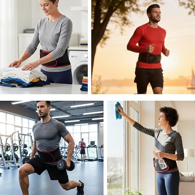 F&G Cordless Heating Massage Belt,Heating Pad for Back with 3 Heat 5 Vibration,10,000mAh Battery,Relieve Back Pain and Cramps,Portable Lower Back Massager,Gifts for Women Men Mom Dad