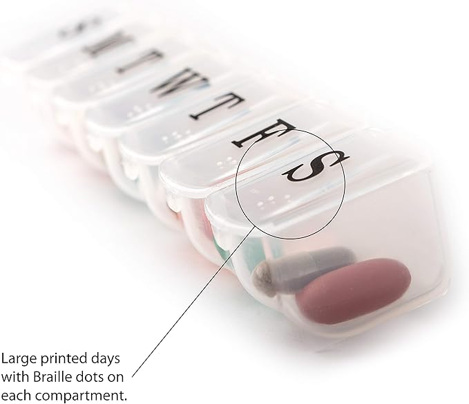 Deke Home - Weekly Pill Organizer (2 Pack), 7 Day Pill Box with Large Compartments & Snap-Shut Lids, Easy Open, BPA Free Plastic Medicine Organizer for Pills, Vitamins & Supplements, Travel Friendly