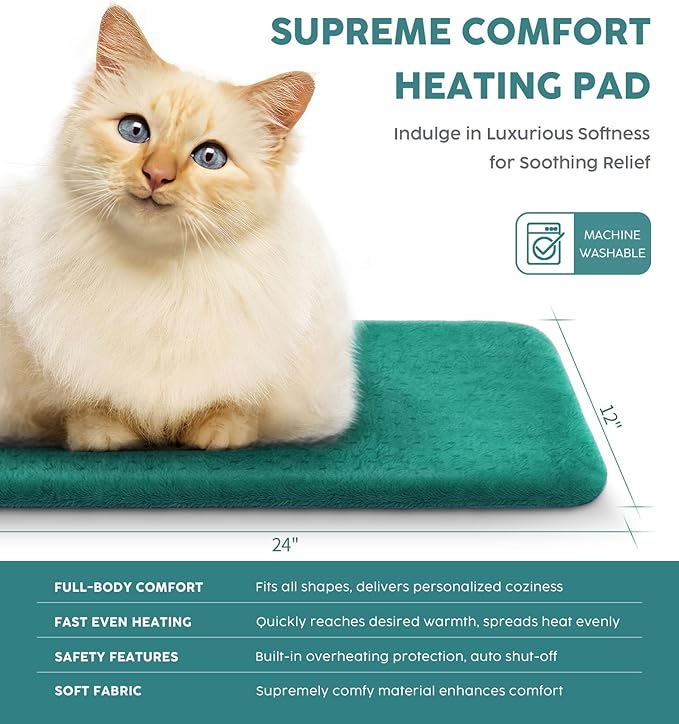 Heating Pad for Back Pain & Cramps - Ultimate Pain Relief & Versatile Gift for Women, Men, Dad, Mom - Ideal for Christmas, Father's Day, Mother's Day - Soft Machine Wash Fabric, King Size 12"x24"