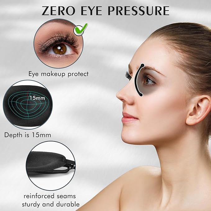 Bonuci 12 Pack Sleep Mask Blackout 3D Eye Mask for Ultralight Sleeping Night Blindfold Eye Covers with Adjustable Strap for Men Women Travel Gift Back and Side Sleeper (Multicolor)